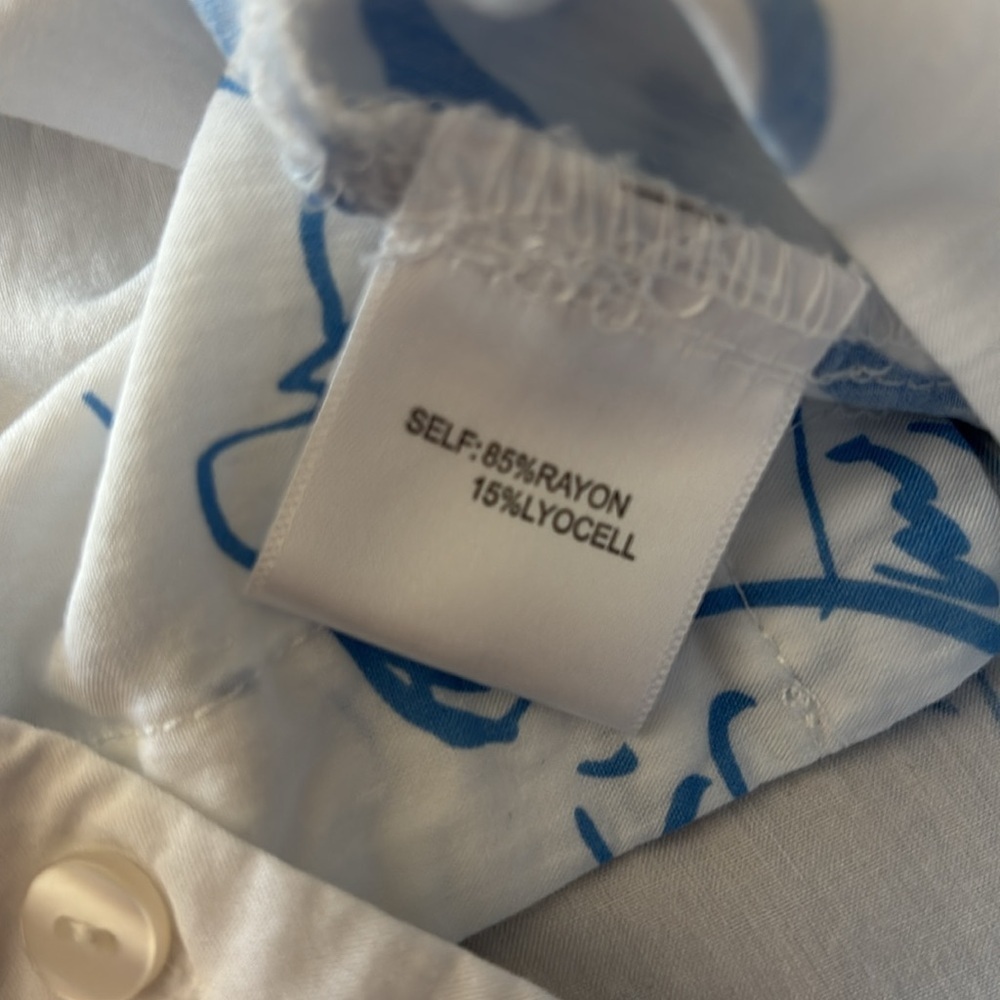 Jane + Delancey Blue/White Bistro Print Button Down Shirt Size XL - Picture 5 of 5